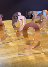 Load image into Gallery viewer, HIRE - Rose Gold Mirror Cutout Table Numbers 1-12