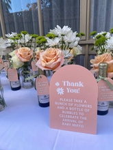 Load image into Gallery viewer, Pink acrylic thank you table sign for a baby shower event