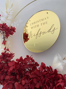 Everlasting Christmas Wreath + Personalised Gold Acrylic Plaque