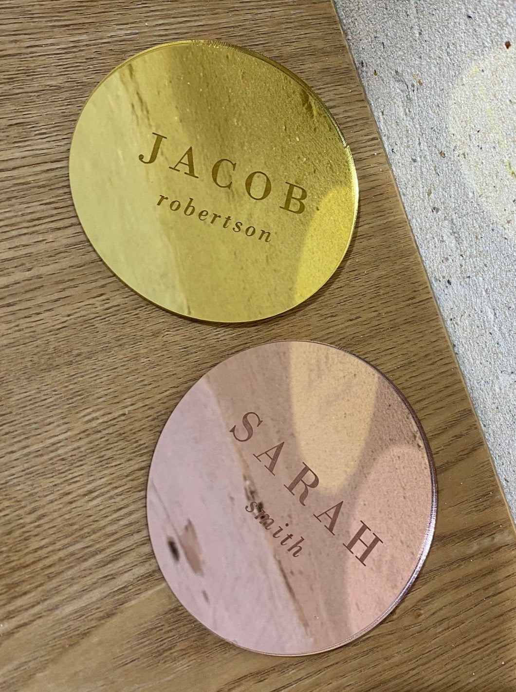Engraved Acrylic Coaster Place Cards