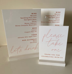 White Acrylic Custom Table Sign