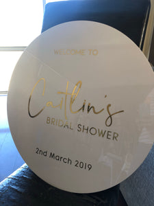 60cm Round Acrylic Welcome Sign - Vinyl Lettering