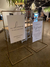 Load image into Gallery viewer, Gold Pipe Sign Stand