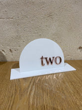 Load image into Gallery viewer, Layered acrylic table sign example by Hey Sweet Peach