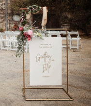 Load image into Gallery viewer, Gold Pipe Sign Stand
