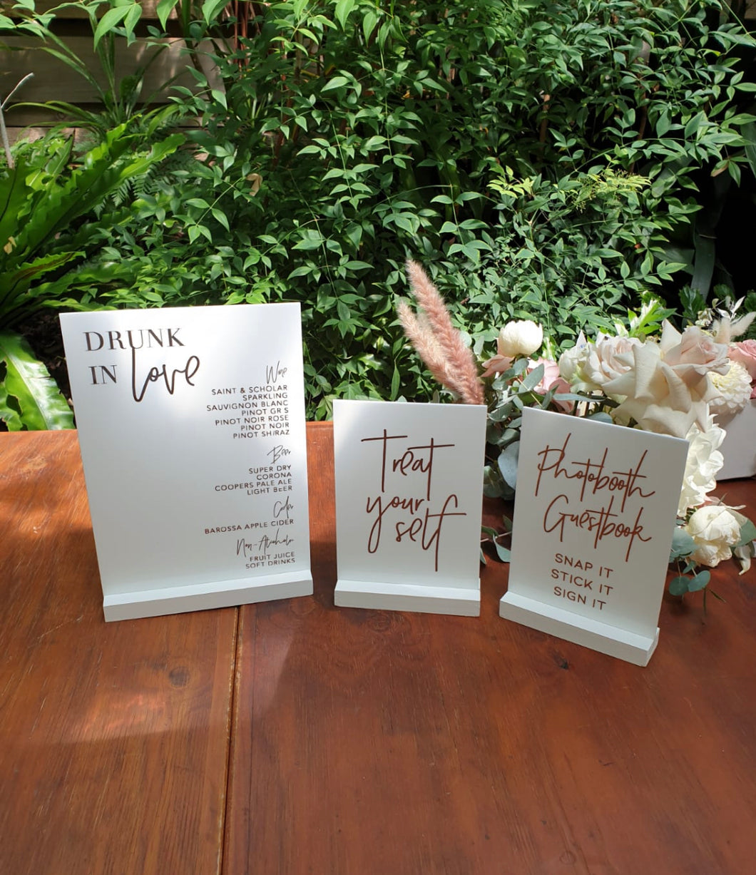 White Acrylic Custom Table Sign